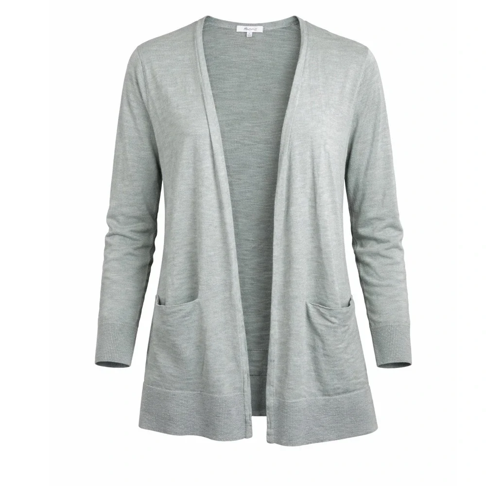Madewell heathered Cardigan Sweater sage Green Medium Long Sleeve Open‎ Front